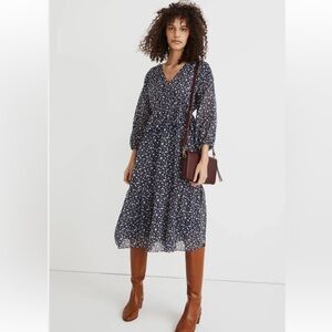 Madewell floral tiered midi dress